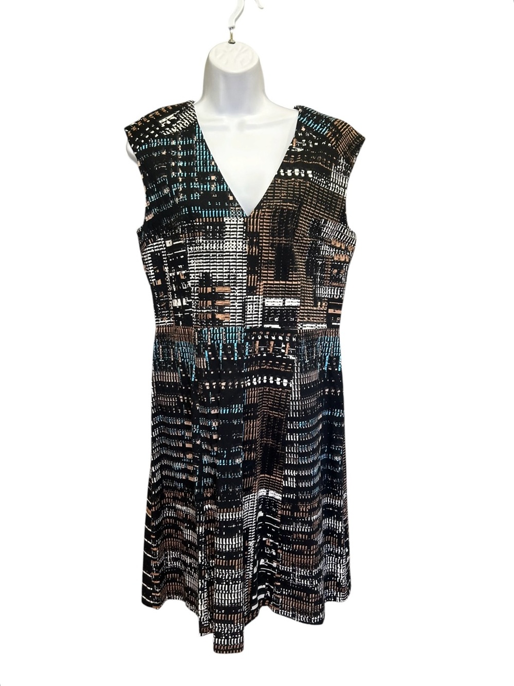 Mexx Abstract Geometric City Print Knee Length Sheath Dress 12